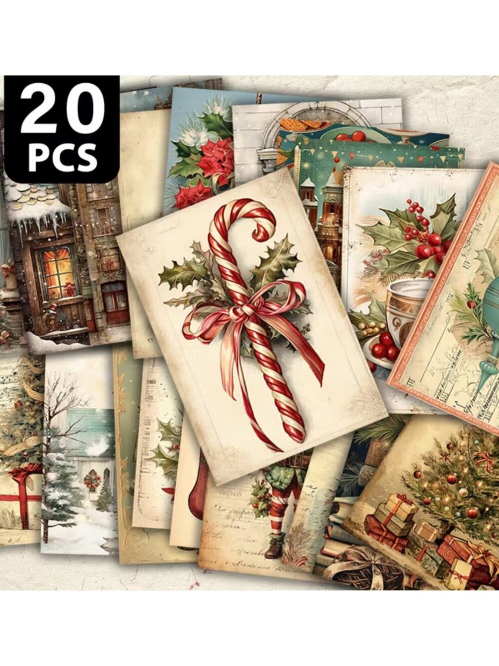 Classic Christmas Cheer Postcard Vintage Holiday Designs for Gifting & Décor